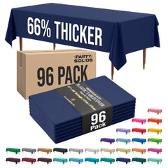 Premium Navy Blue Plastic Table Cover | Case of 96 | 54 in. x 108 in.