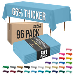 Premium Sky Blue Plastic Table Cover | Case of 96 | 54 in. x 108 in.