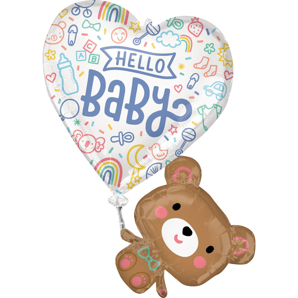 Sweet Baby Bear & Heart Foil Super Shape Balloon