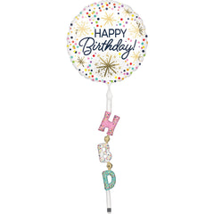 Metallic Happy Birthday Sprinkles Foil Air Walker Balloon