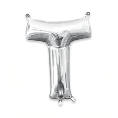 Silver Foil Letter "T" Balloon - Air Filled
