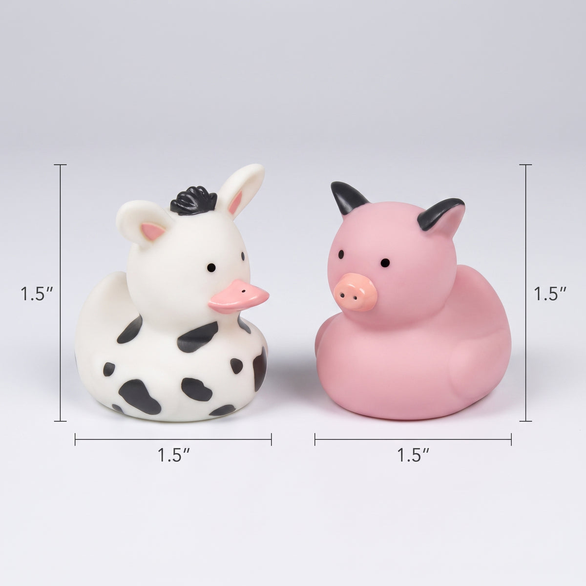 Barnyard Friends Rubber Duck Favors - Cow & Pig Designs, 8 Pack