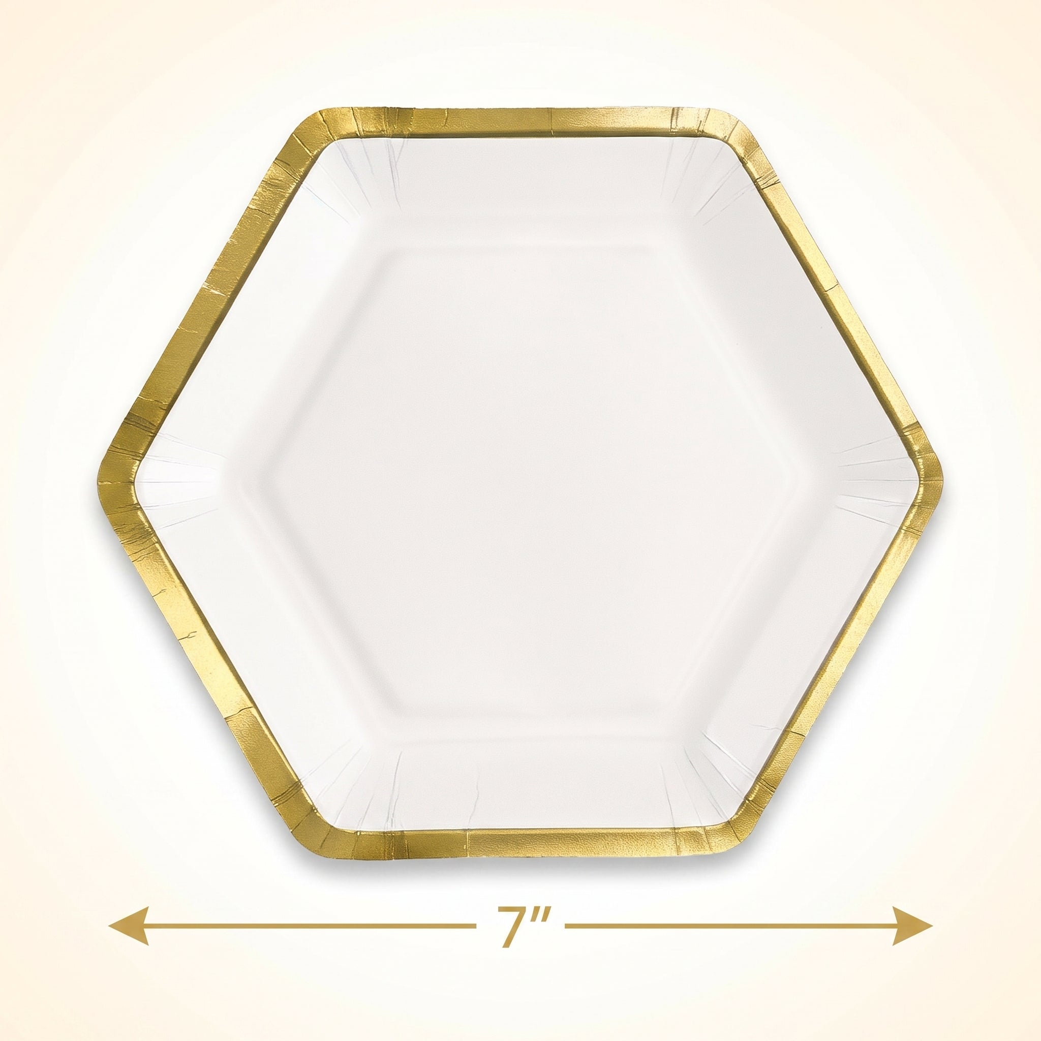 White Hexagon Metallic 7" Plate