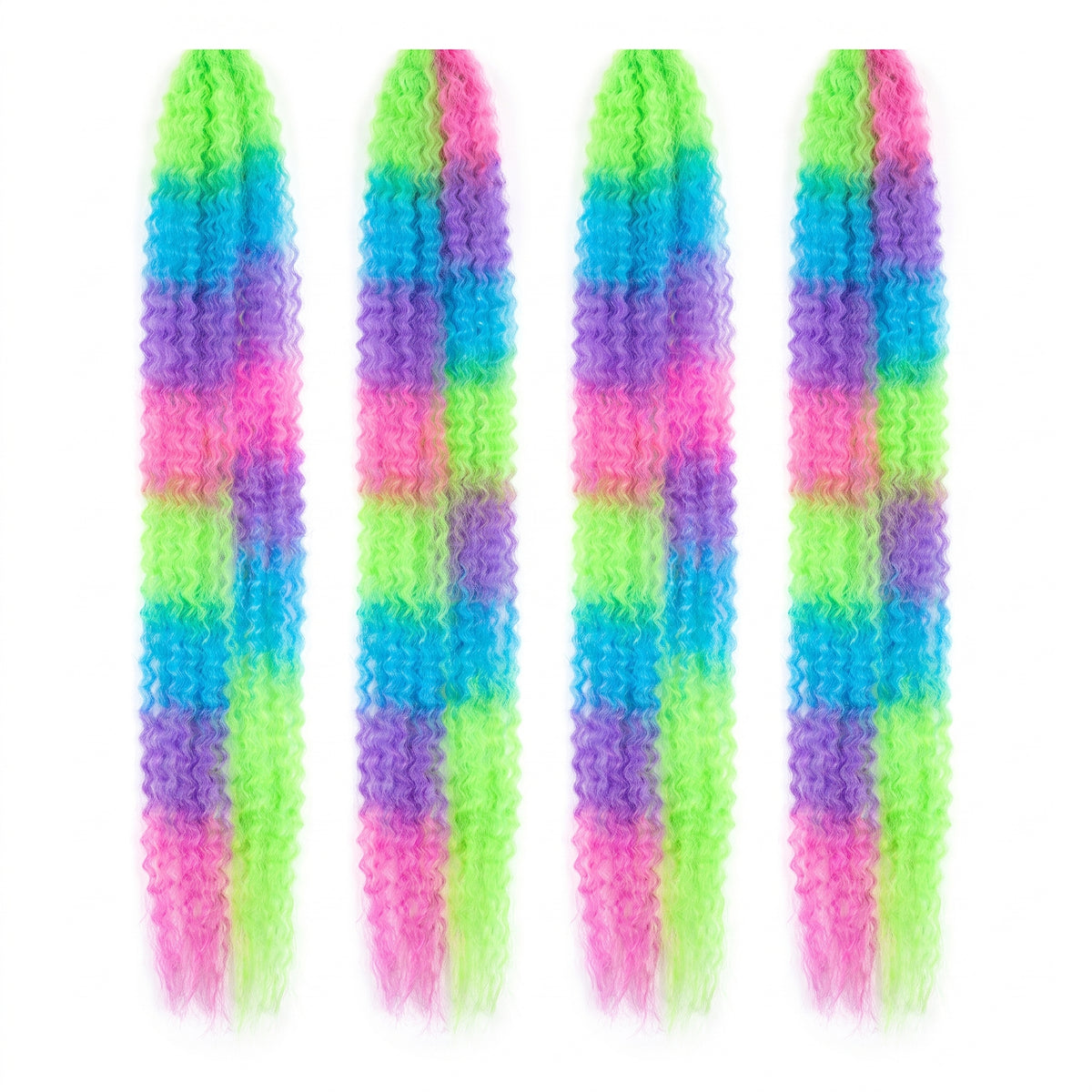 Retro 80s Crimped Hair Extensions - Multi-Colored, 4-Pack