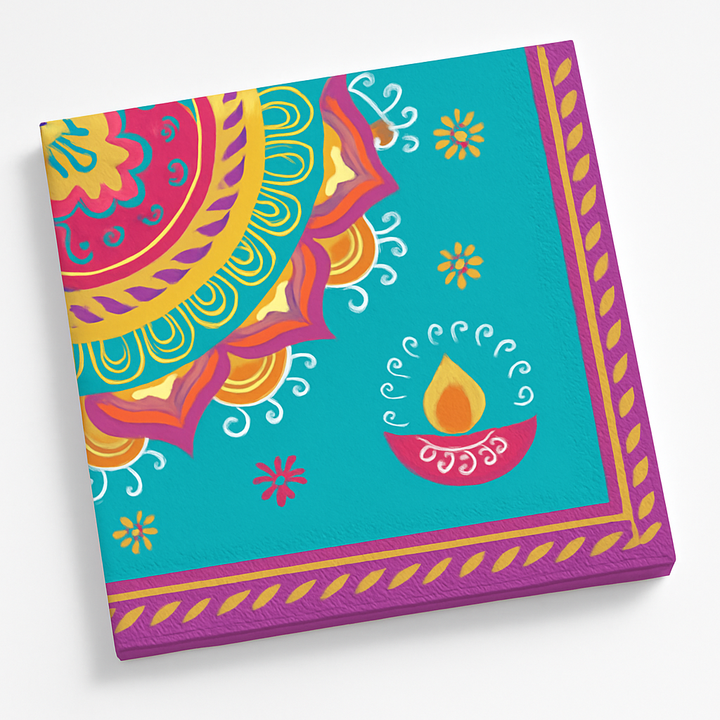 Vibrant Diwali Luncheon Napkins - 6.5 In. x 6.5 In.