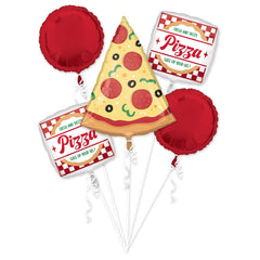 Pizza Party Foil Balloon Bouquet - 5 Piece Set