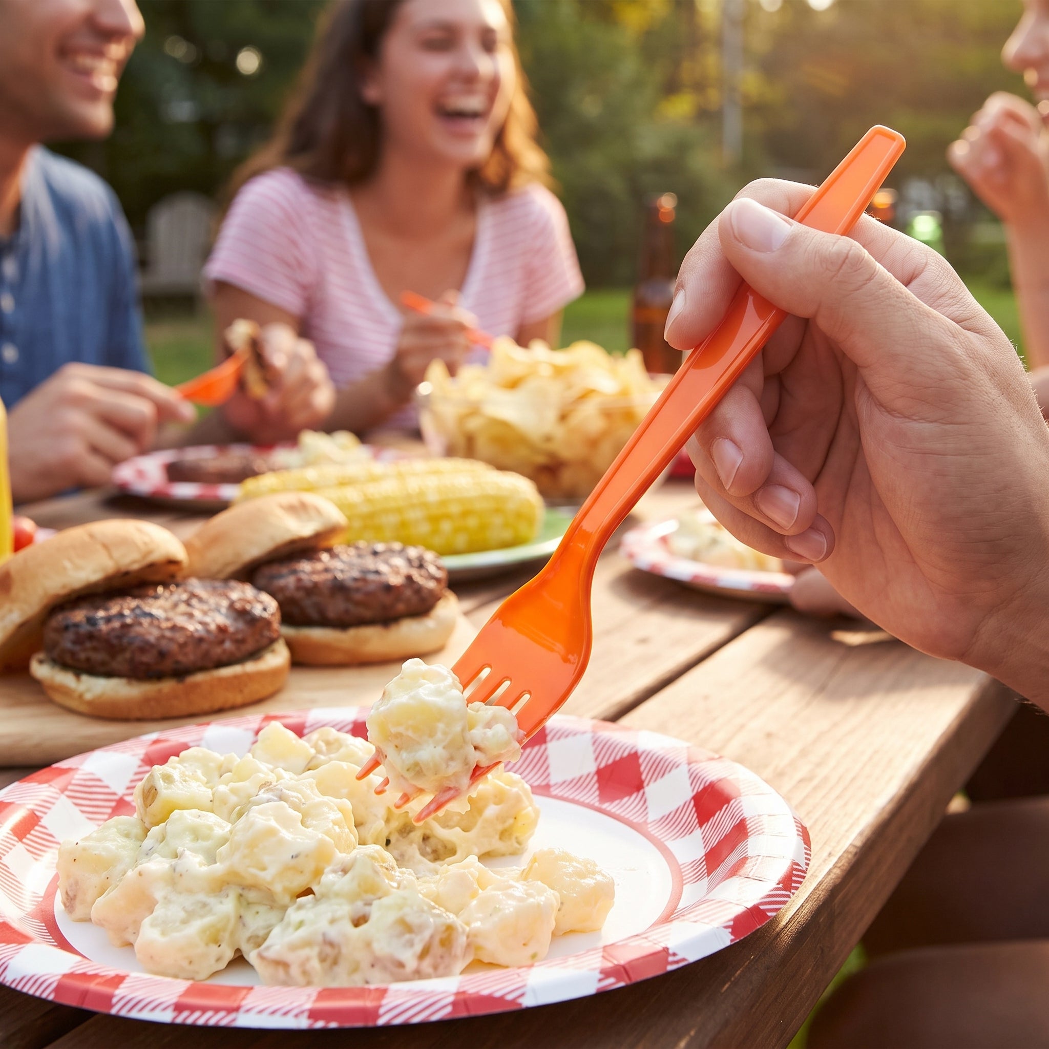 Vibrant Orange Plastic Forks - Pack of 20 - 7.5 in.