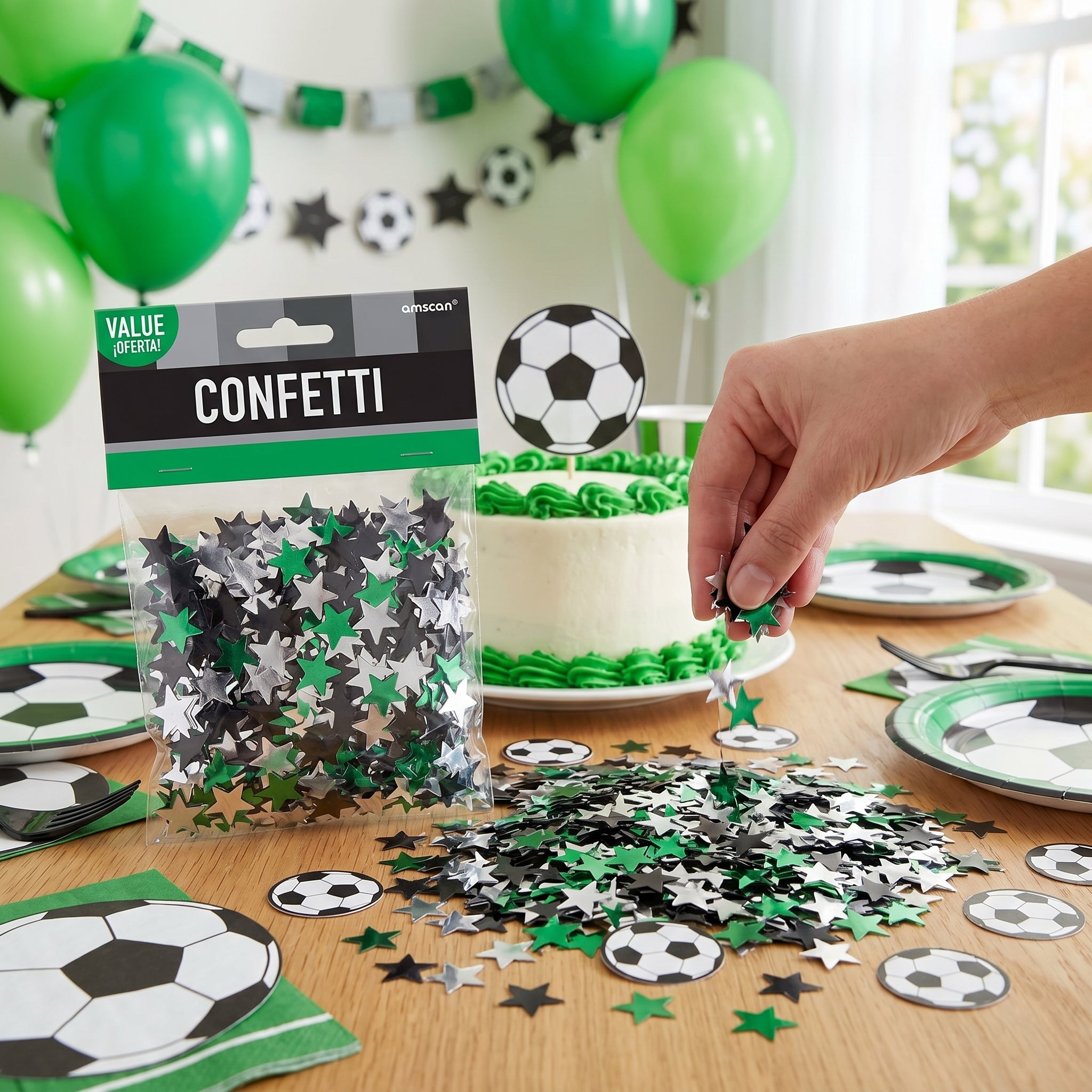 Soccer & Stars Confetti Pack - Sports Party Decoration, 1.2 oz