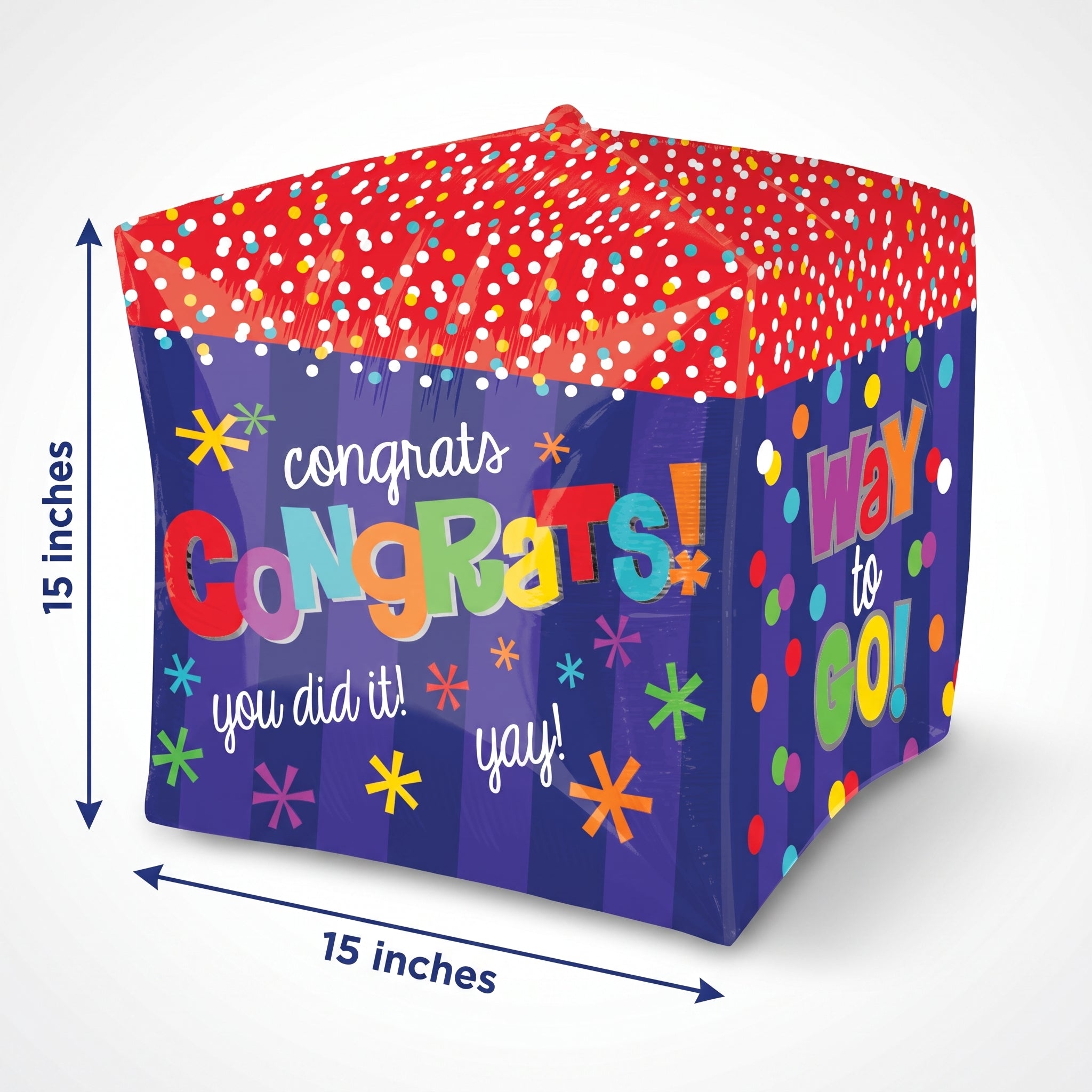 15" Geometric Congratulations Foil Balloon Cube