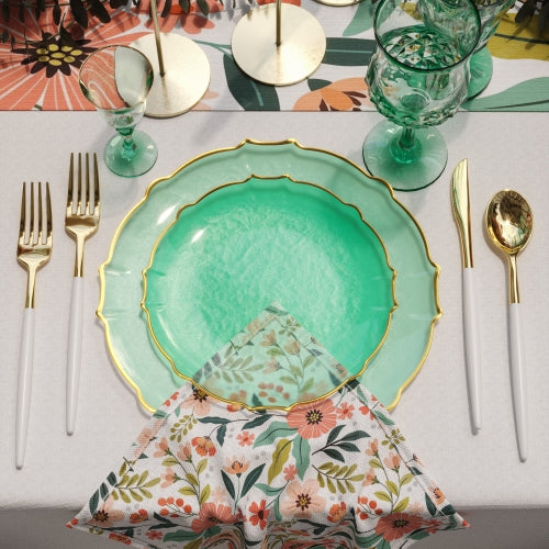 Mint/Gold Petal Plates | Combo Pack 20/20