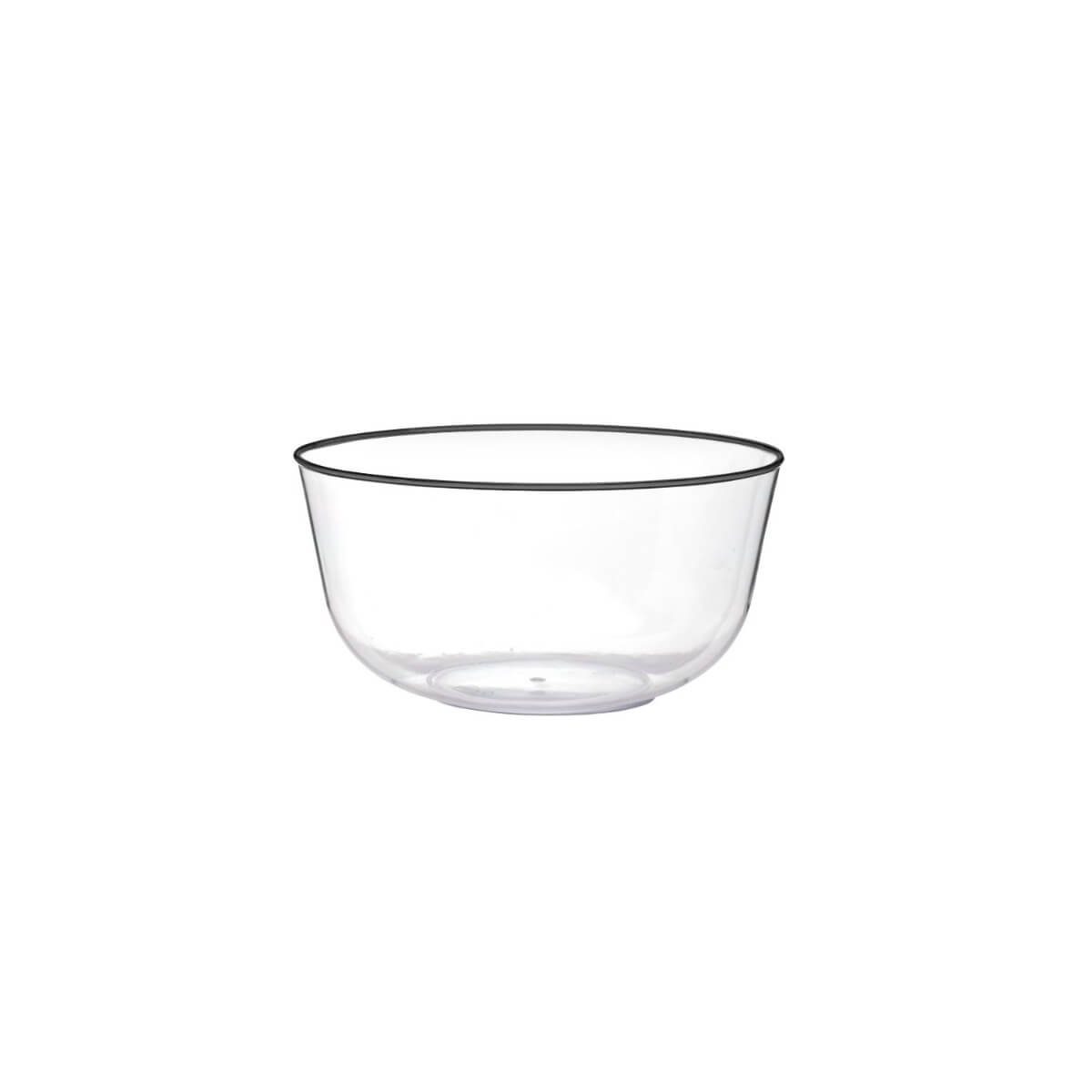 Classic Clear & Black Rim Design Plastic Bowls | 120 Count