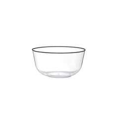 Classic Clear Design Plastic Bowls | Black Rim 10 Count