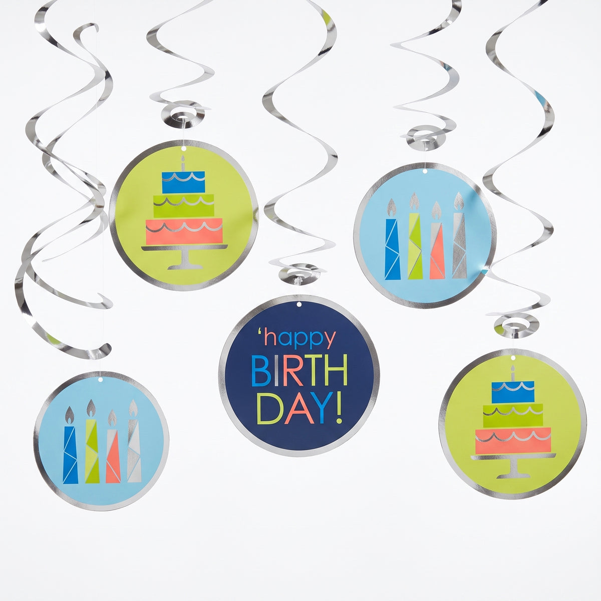 Modern Happy Birthday Swirl Decorations
