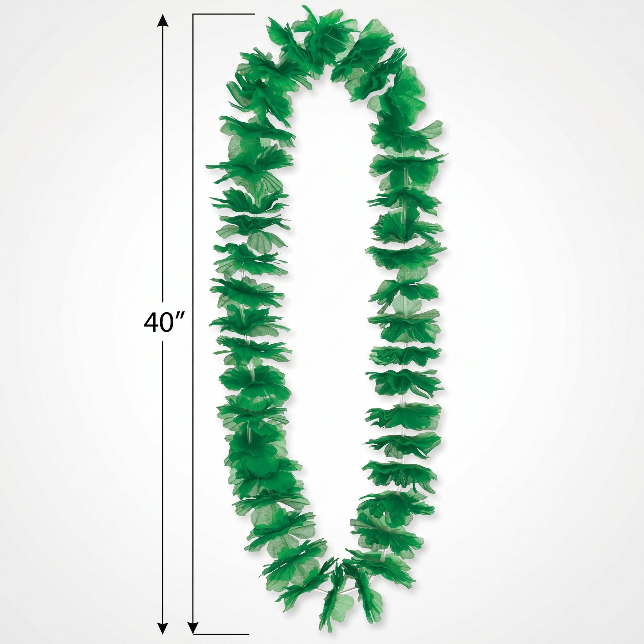 St. Patrick's Day Lei Necklace - Green Shamrock Party Accessory, Full Lightweight Irish Costume Necklace, 40 Inch