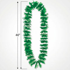 St. Patrick's Day Lei Necklace - Green Shamrock Party Accessory, Full Lightweight Irish Costume Necklace, 40 Inch