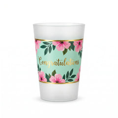 Mint to Be Floral "Congratulations" Plastic Cups - 16 oz, 25 Pack