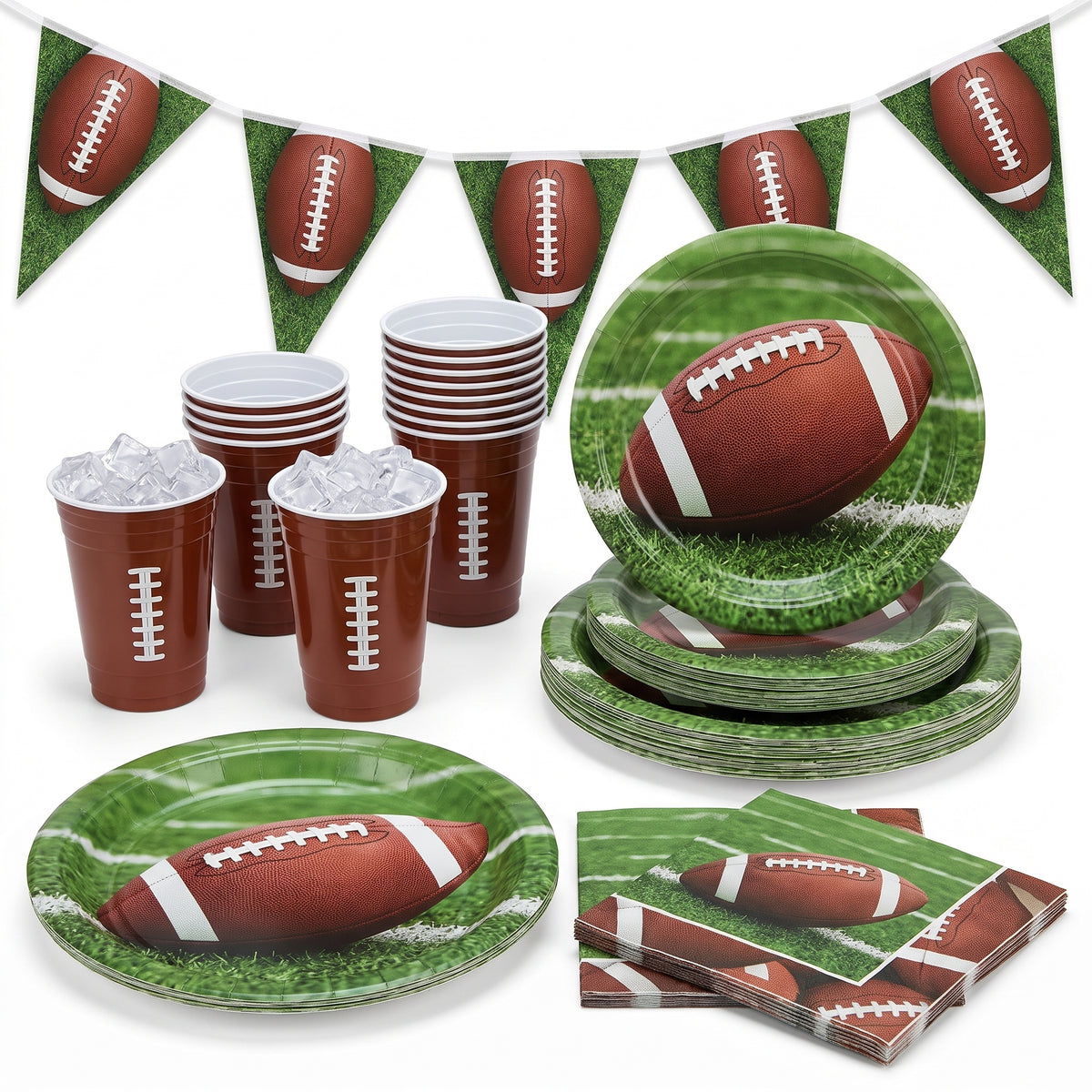 Game Day Football Party Tableware Kit - For 8 Guests