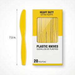 Heavy Duty Yellow Plastic Knives - 7.5 in. - 20 Pack
