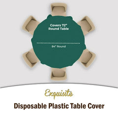 Premium Round Dark Green Plastic Table Covers | 12 Pack