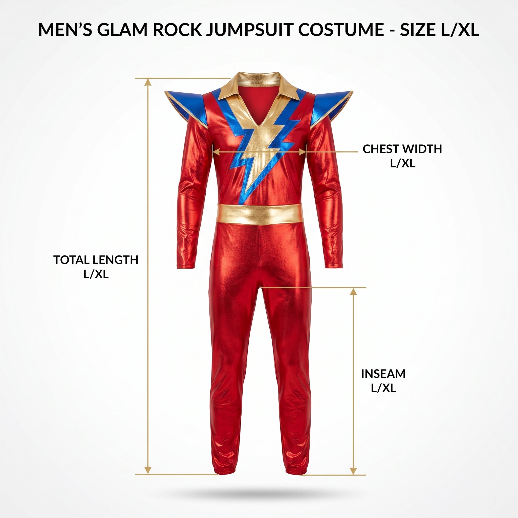 Men's Glam Rock Jumpsuit Costume - L/XL