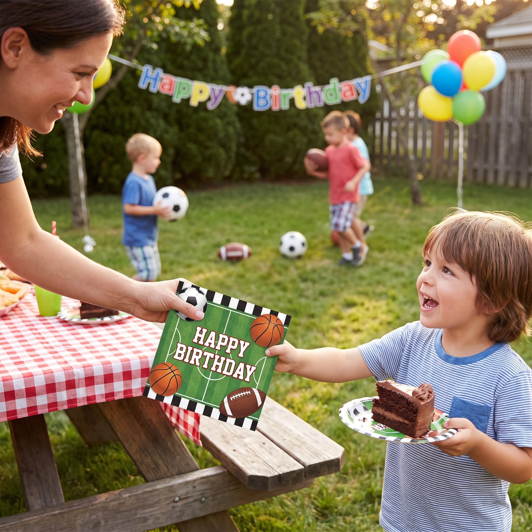 All-Star Sports Birthday Beverage Napkins - 5 In. X 5 In.