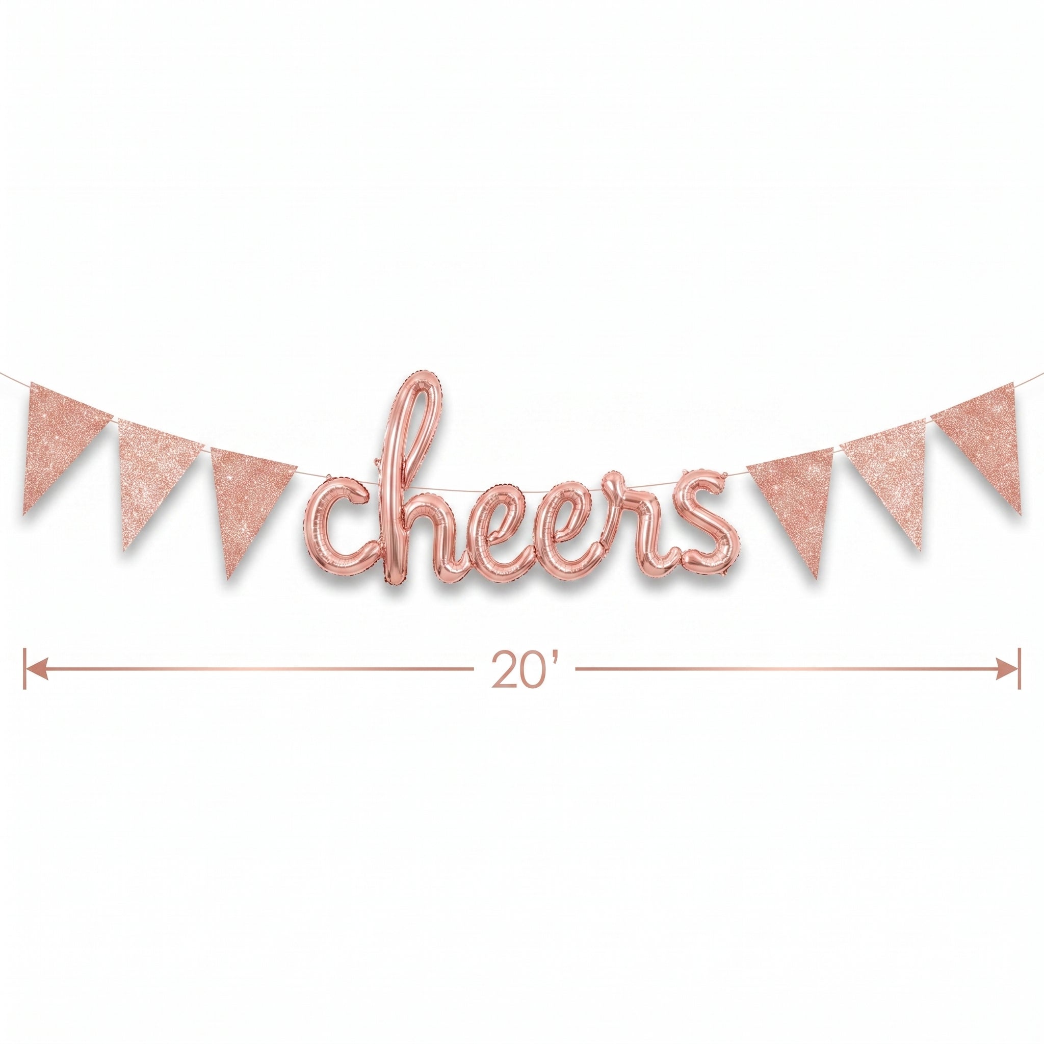 Rose Gold Sparkle Pennant Banner - 20 ft DIY Garland