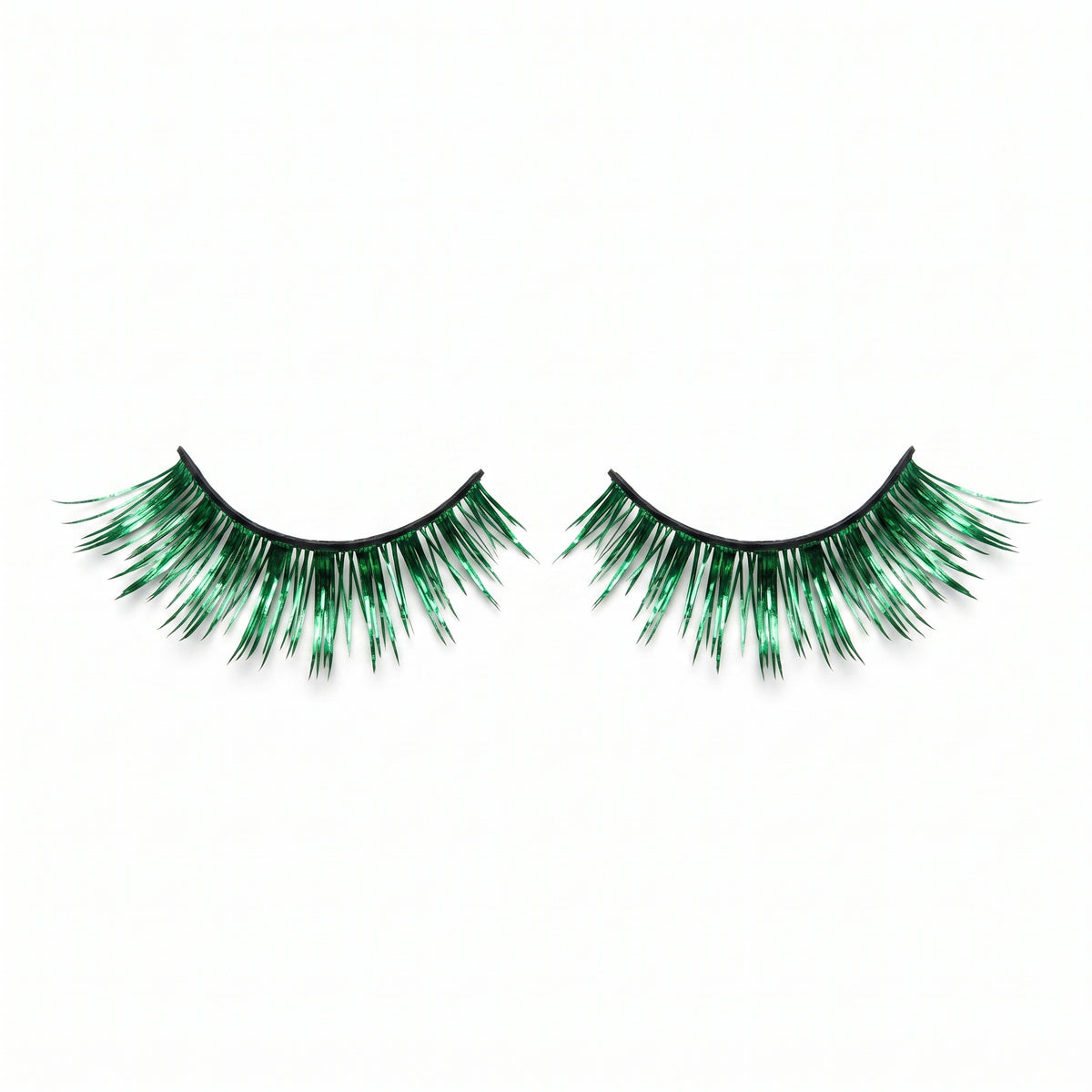 Festive Green Self-Adhesive Tinsel False Eyelashes