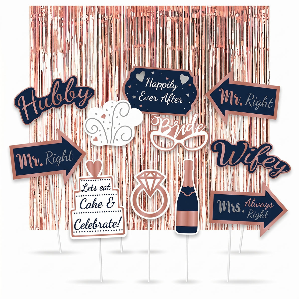 Navy Love Wedding Photo Booth Kit with Props