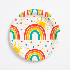 Retro Rainbow 7" Round Paper Dessert Plates - 8 Pack