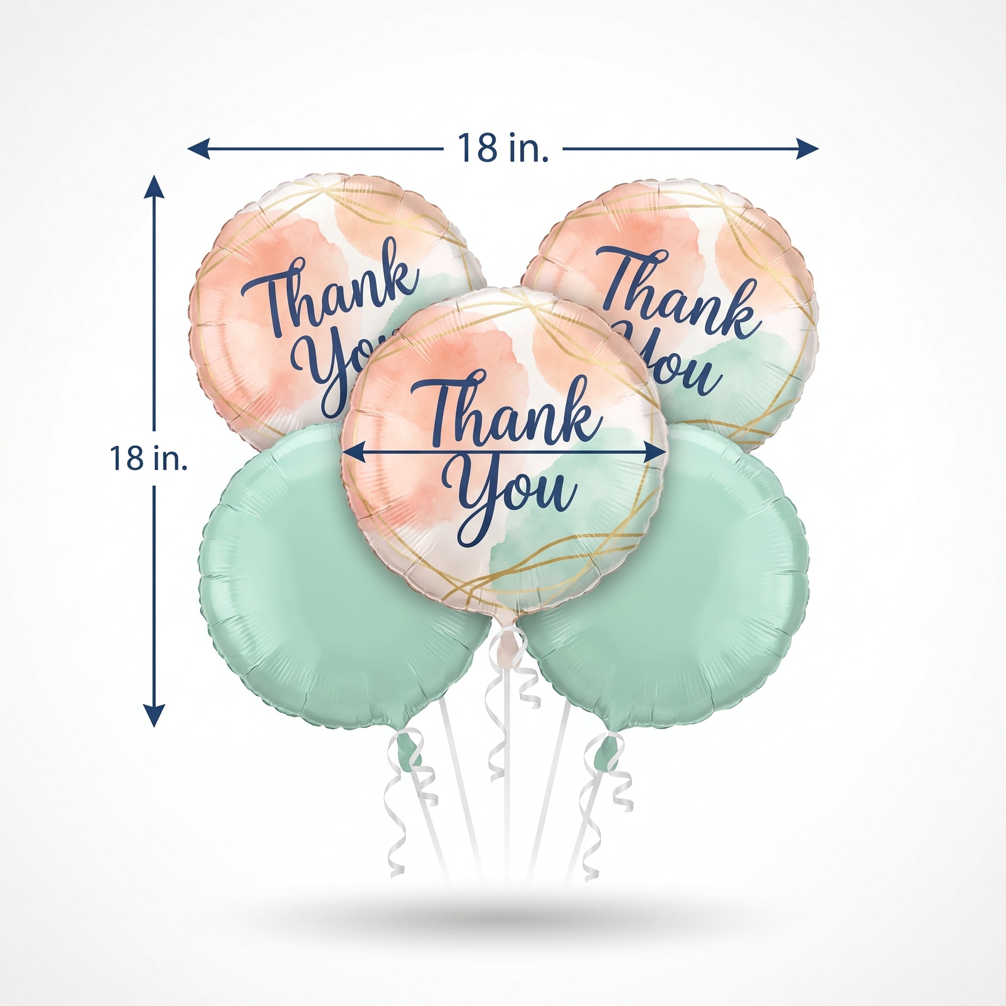 Elegant Metallic Thank You Foil Balloon Bouquet - 5 Piece Set