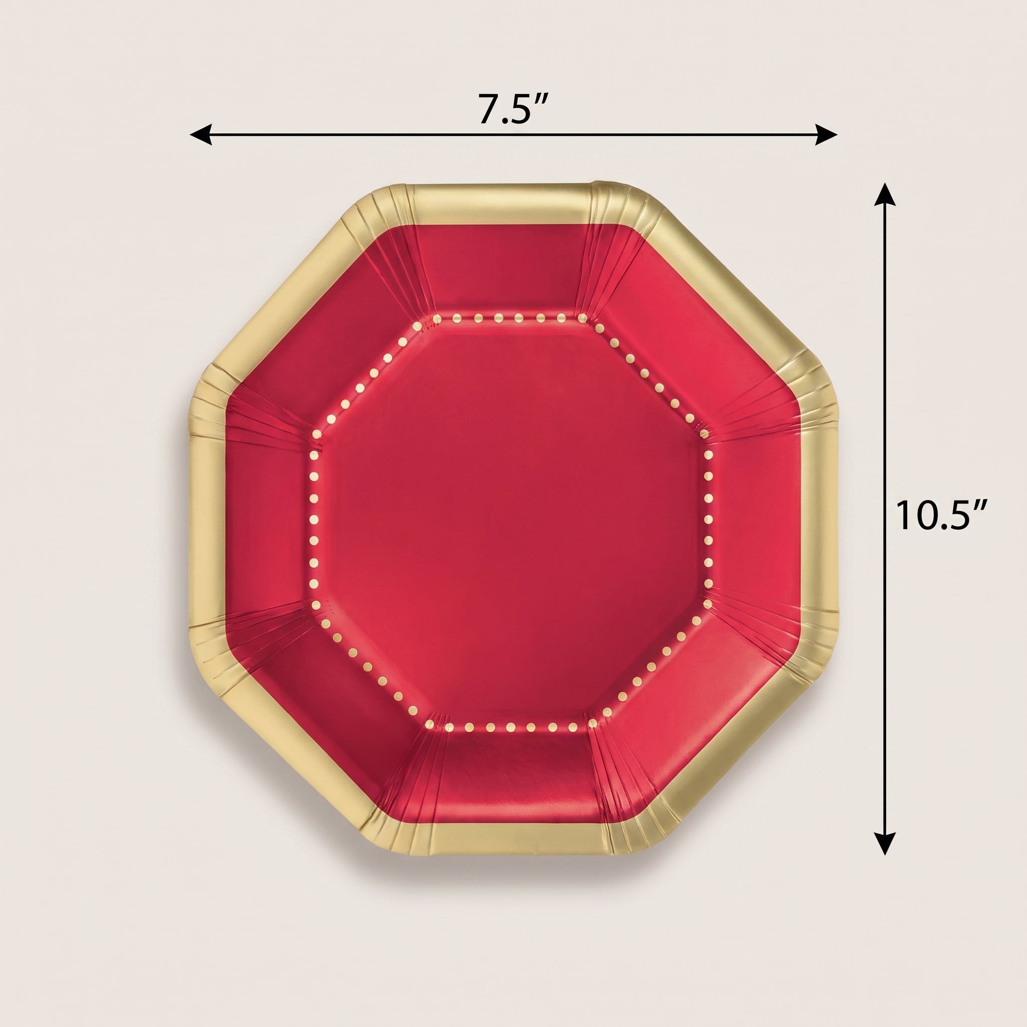 Premium Apple Red 10" Octagonal Paper Plates - Pack of 20