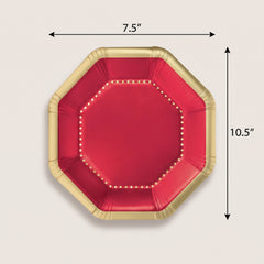 Premium Apple Red 10" Octagonal Paper Plates - Pack of 20