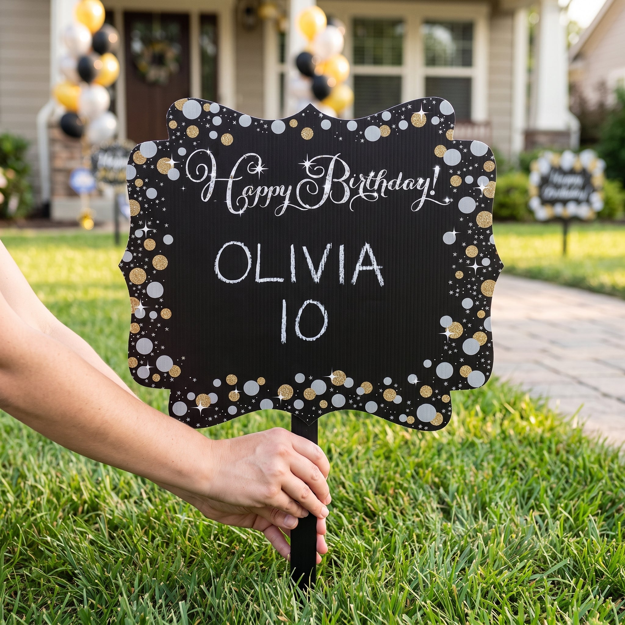 Sparkling Celebration Customizable Happy Birthday Yard Sign