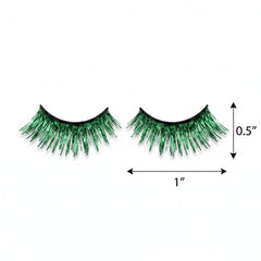 Festive Green Self-Adhesive Tinsel False Eyelashes
