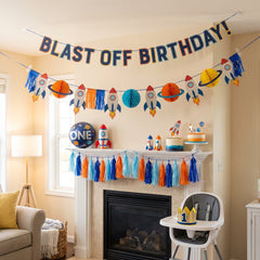 Blast Off Birthday Banner Kit for Baby's First Birthday