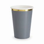 Dark Gray Paper Cup with Gold Trim - 12oz