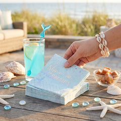 Shimmering Mermaids "Mermazing" Beverage Napkins - 16 Pack - 5 In. X 5 In.
