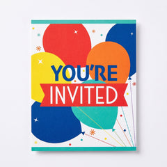 Colorful Balloon Fest Birthday Invitations