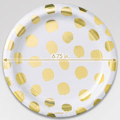 Metallic Gold Motif Paper Plates - 6.75" Round