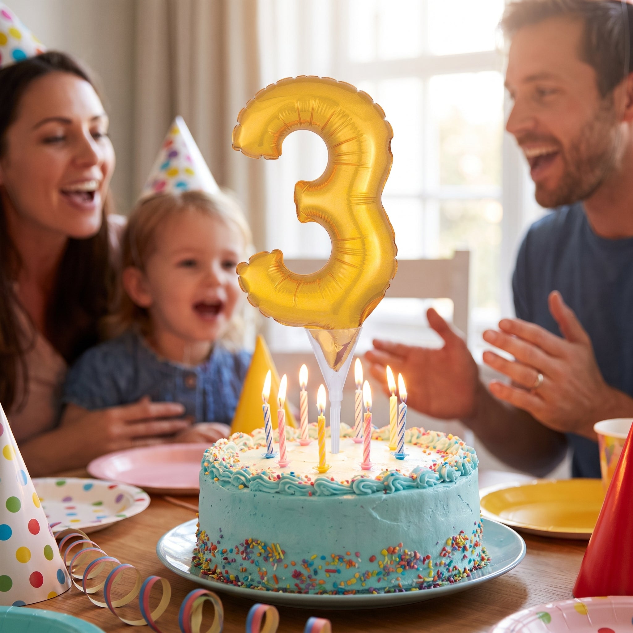 Gold Number 3 Foil Balloon Cake Topper