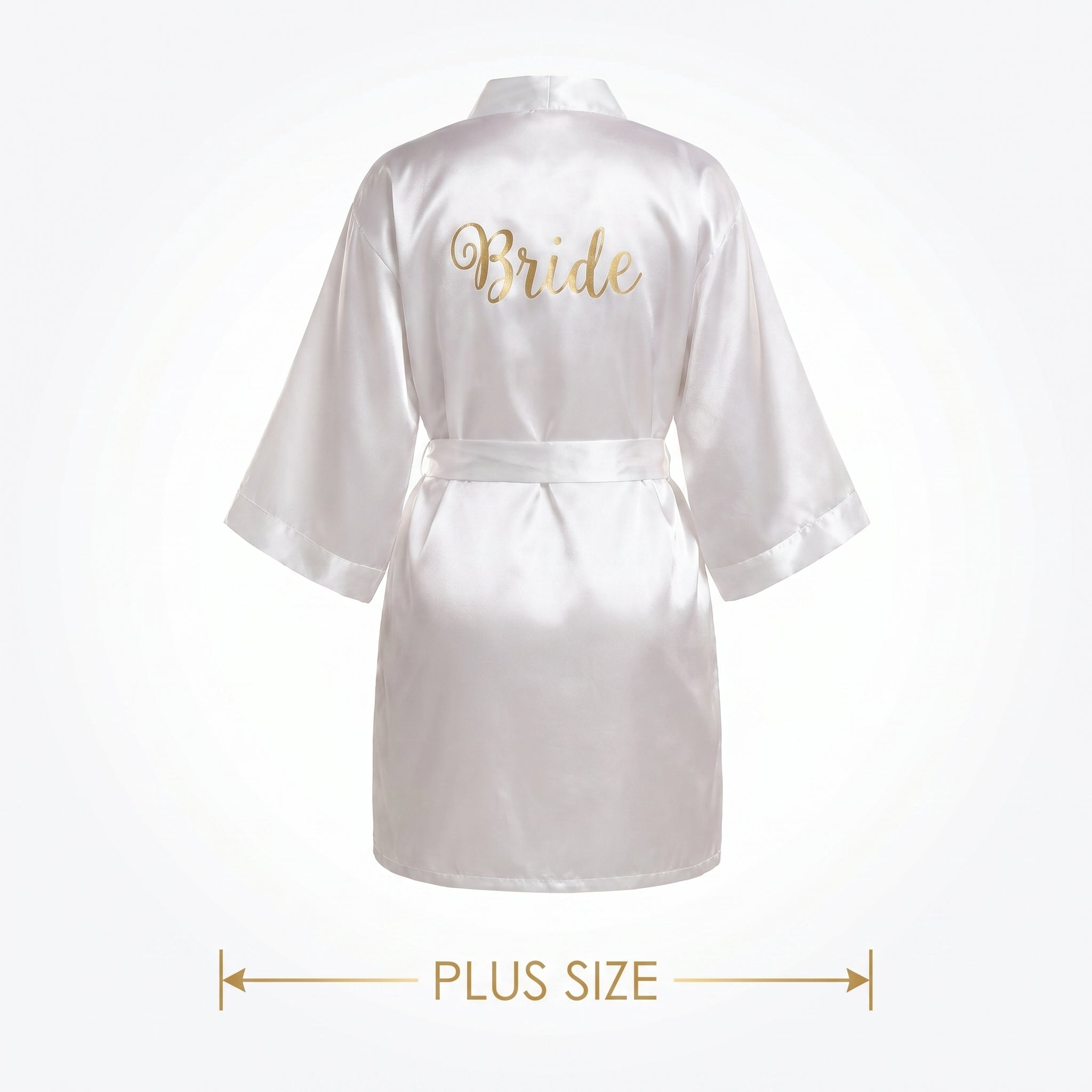 Elegant Plus Size "Bride" Satin Robe with Gold Accents