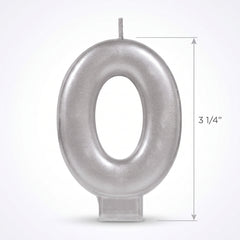 Silver Number 2 Molded Birthday Candle