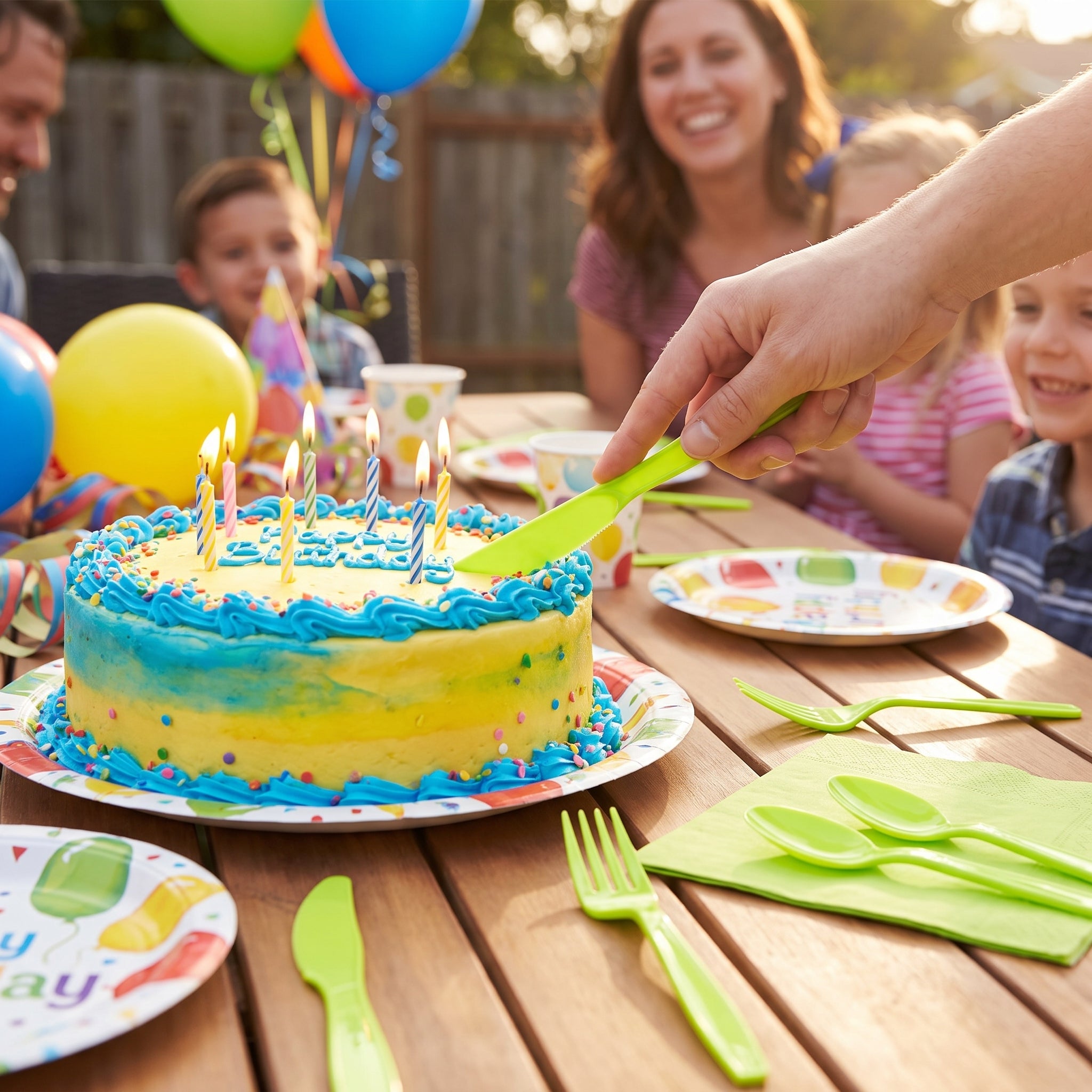 Lime Green Economy Plastic Knives - 7.5 in.