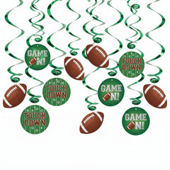 Football "Touchdown" Spiral Hanging Decorations - 12 Pack