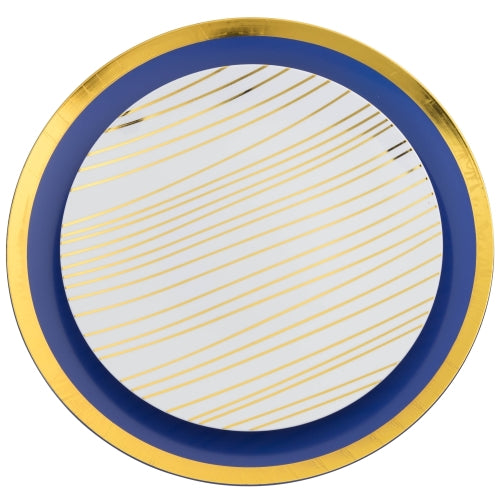 Factory Direct Part 40 Ct. Elegant Blue/Gold Plastic Plates Factory Direct Party