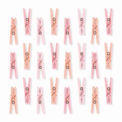 Pink Multi-Colored Mini Clothespin Baby Shower Favors, 24-Pack