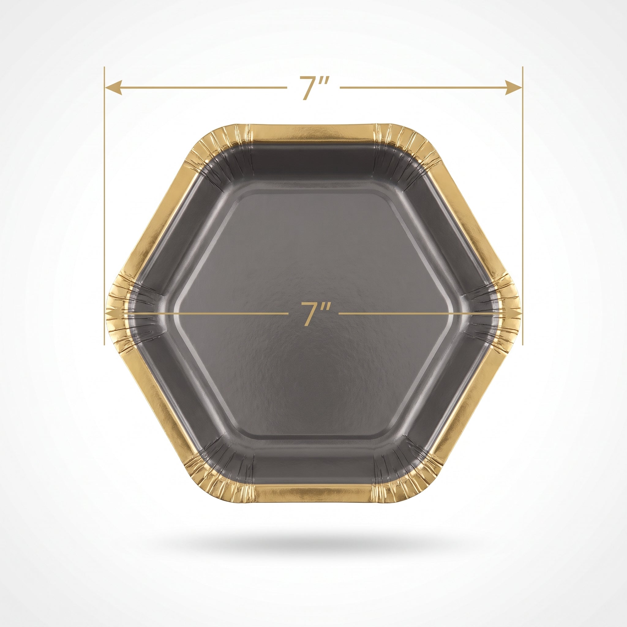 Elegant 7" Metallic Dark Gray Hexagon Plates