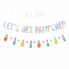 Spa Party "Let's Get Pampered" Letter Banner Set