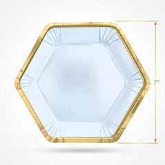Metallic Ice Blue Hexagon Plates - 7"