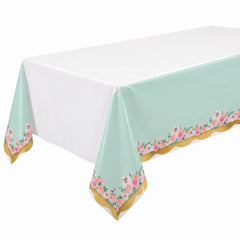 Elegant Mint Floral Wedding Plastic Table Cover